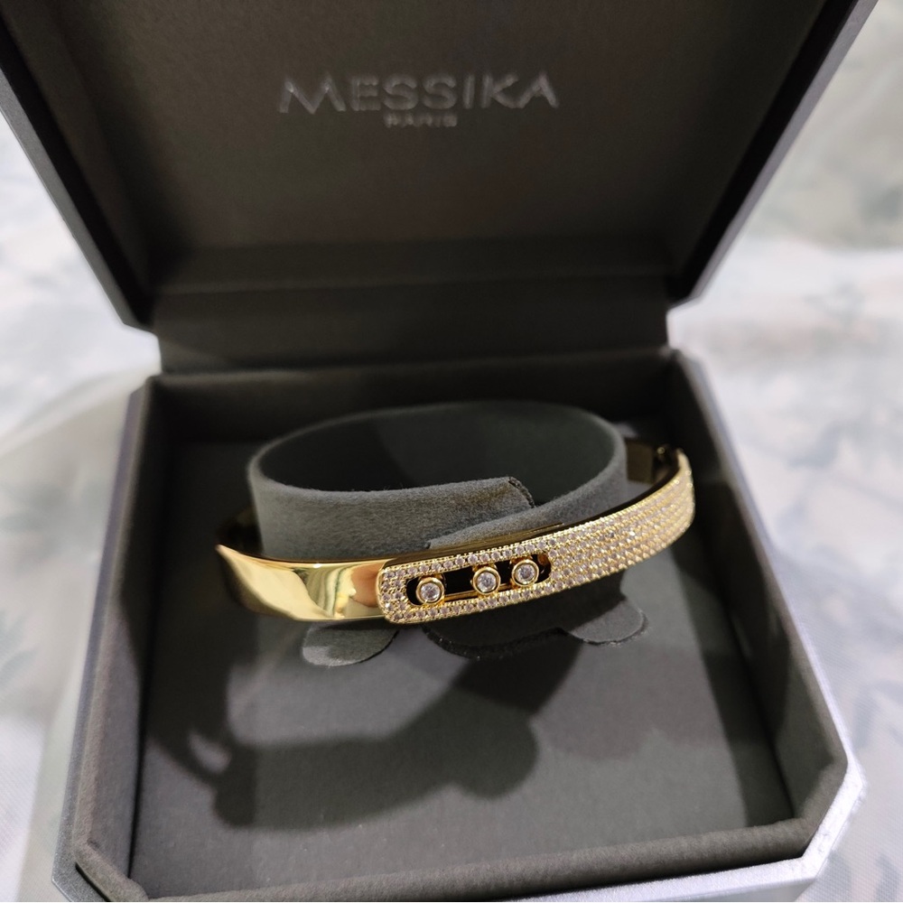 Messika Gold Pavé Diamond Bracelet with Three Accent Stones